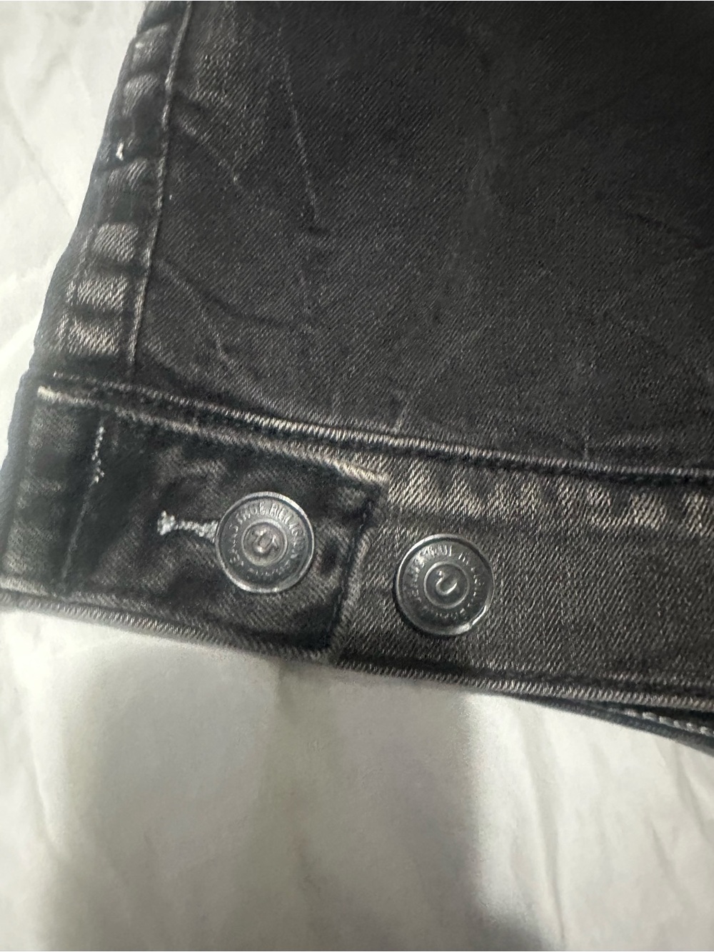 True Religion Black Washed Denim Jacket Collar Detail